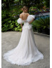 Ivory Sparkly Tulle Corset Back Wedding Dress With Removable Sleeves